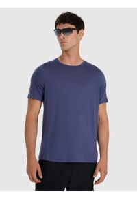 4f - 4F Koszulka trekkingowa z wełną merino męska - niebieska L. Okazja: na co dzień. Kolor: niebieski. Materiał: wełna. Styl: casual