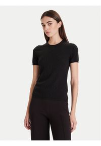 Calvin Klein T-Shirt LV044D308G Czarny Slim Fit. Kolor: czarny. Materiał: syntetyk