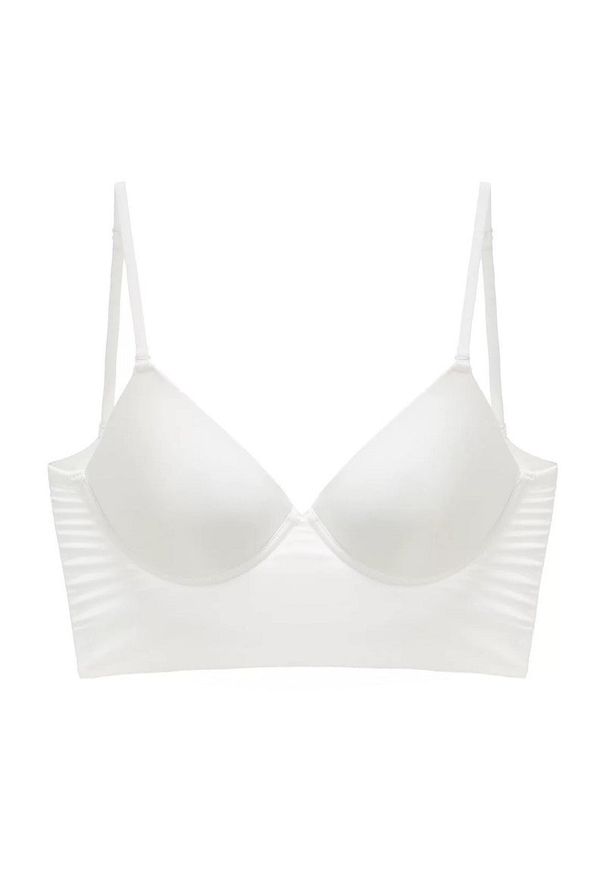 Intica - Biustonosz z fiszbinami miękki na co dzień Hanady. Kolor: biały. Materiał: materiał. Rodzaj stanika: biustonosz z fiszbinami