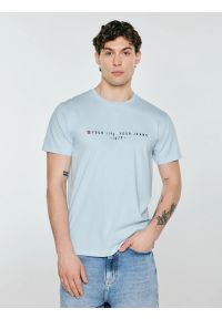 Big-Star - Koszulka męska z nadrukiem niebieska Oliver 400. Okazja: na co dzień. Kolor: niebieski. Materiał: dzianina, jeans. Wzór: nadruk. Styl: casual, klasyczny #5