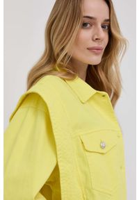 Silvian Heach kurtka jeansowa damska kolor żółty przejściowa oversize. Kolor: żółty. Materiał: jeans. Wzór: gładki #5