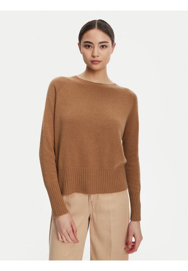 Marella Sweter Spider 2523366354 Brązowy Oversize. Kolor: brązowy. Materiał: syntetyk