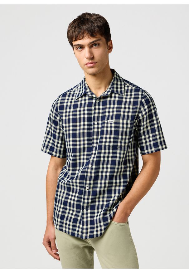 Wrangler - MESKA KOSZULA WRANGLER SS 1 PKT SHIRT CREPE INDIGO 112362902