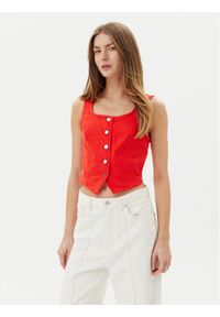 Vero Moda Kamizelka Wild Alinia 10323777 Czerwony Slim Fit. Kolor: czerwony. Materiał: bawełna