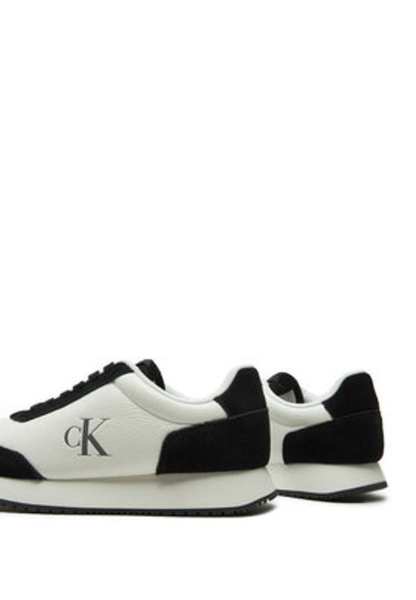 Calvin Klein Jeans Sneakersy Runner Laceup Low Mix Mg YW0YW01798 Biały. Kolor: biały. Materiał: skóra, zamsz