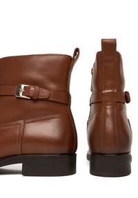 TOMMY HILFIGER - Tommy Hilfiger Botki Th Buckle Riding Leather Bootie FW0FW08781 Brązowy. Kolor: brązowy. Materiał: skóra
