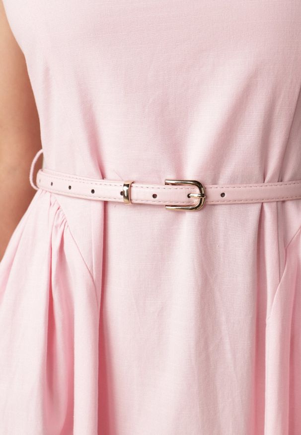 Born2be - Różowa Elegancka Sukienka z Wiskozy i Bawełny na Szerokich Ramiączkach Naisia. Kolor: różowy. Materiał: wiskoza, bawełna. Długość rękawa: na ramiączkach. Typ sukienki: rozkloszowane. Styl: elegancki