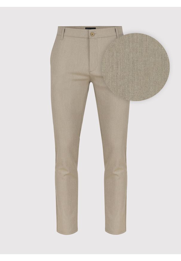 Pako Lorente - PAKO LORENTE – Beżowe casualowe spodnie męskie. Okazja: na co dzień. Kolor: beżowy. Materiał: wiskoza, elastan, poliester. Wzór: gładki. Styl: casual