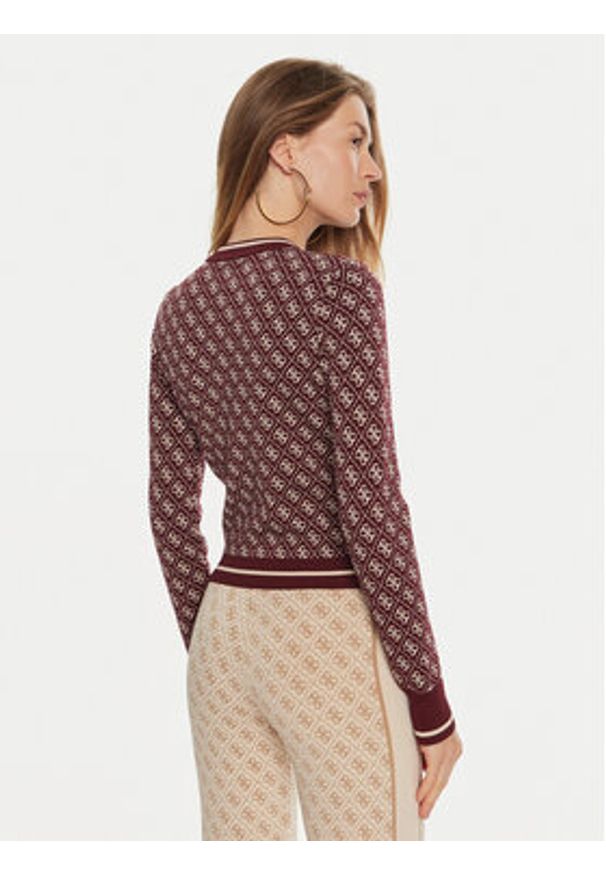 Guess Sweter Lise W4BR21 Z37K0 Bordowy Slim Fit. Kolor: czerwony. Materiał: syntetyk, wiskoza