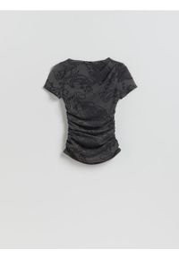 Reserved - LADIES` BLOUSE - ciemnoszary. Kolor: szary. Materiał: dzianina #1