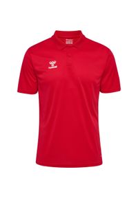 Koszulka poliestrowa sportowa Hummel Essential 24 Polo czerwona. Typ kołnierza: polo. Kolor: czerwony, różowy, wielokolorowy. Materiał: poliester. Styl: sportowy