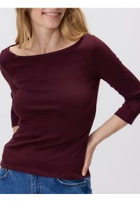 Reserved - Bawełniany longsleeve - bordowy. Kolor: czerwony. Materiał: bawełna. Długość rękawa: długi rękaw