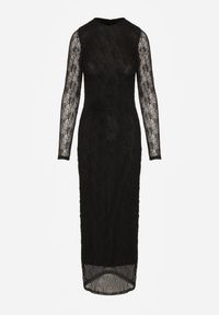 Renee - Czarna Koronkowa Sukienka Typu Longsleeve o Dopasowanym Kroju Zenoresa. Kolor: czarny. Materiał: koronka. Długość rękawa: długi rękaw. Typ sukienki: oversize. Styl: elegancki #7