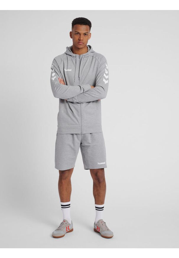 Bluza z kapturem sportowa męska Hummel Go Cotton Zip Hoodie. Typ kołnierza: kaptur. Kolor: szary. Sport: taniec, joga i pilates