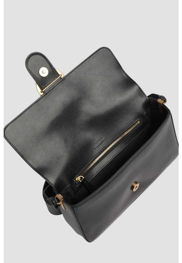 Pinko - PINKO Czarna kopertówka Love One Classic Slouchy Fl Vitello Morbido. Kolor: czarny. Materiał: skórzane. Styl: klasyczny, elegancki