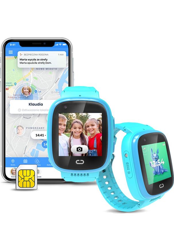 Smartwatch Bezpieczna Rodzina GJD.13 + Pakiet 6 miesięcy subskrypcji Niebieski. Rodzaj zegarka: smartwatch. Kolor: niebieski