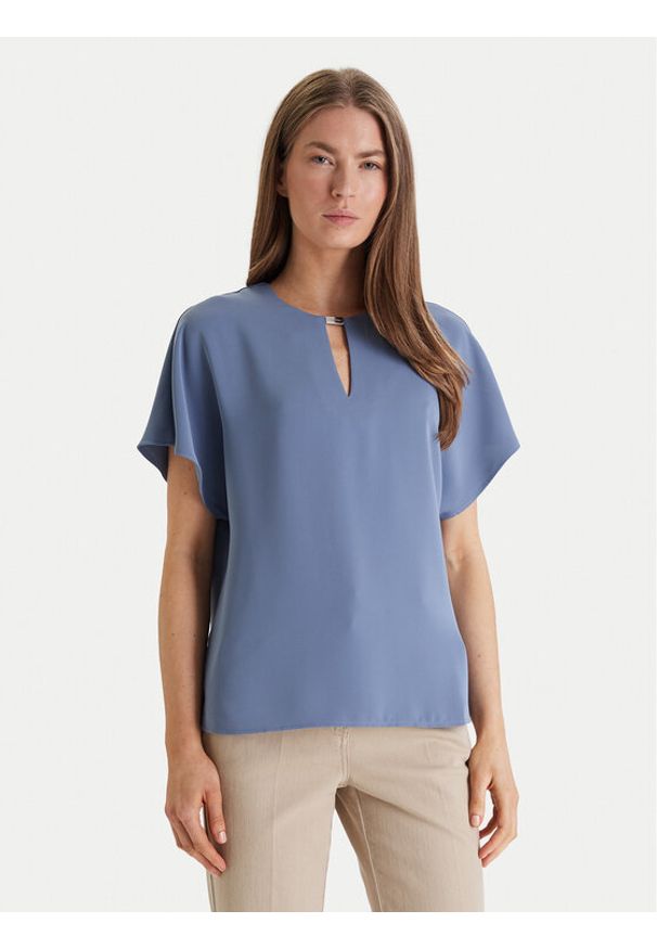 Calvin Klein Bluzka LV044E902G Błękitny Regular Fit. Kolor: niebieski. Materiał: syntetyk