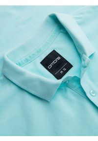 Ombre Clothing - Polo koszulka z bawełnianej dzianiny pique – błękitna V2 - Rozmiar: S. Okazja: na co dzień. Typ kołnierza: polo. Kolor: niebieski. Materiał: bawełna, dzianina. Długość rękawa: krótki rękaw. Długość: krótkie. Wzór: haft. Styl: casual, elegancki #5