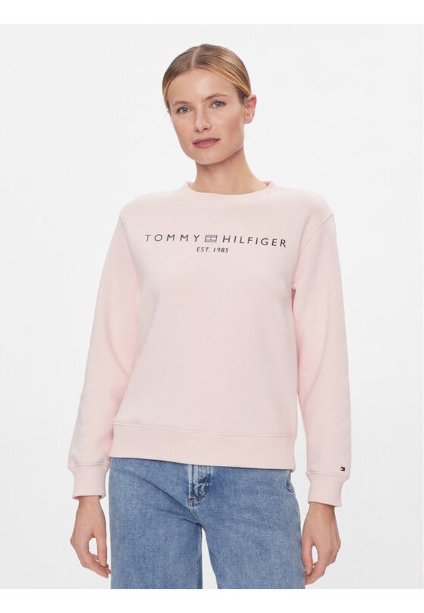 TOMMY HILFIGER - Tommy Hilfiger Bluza Logo WW0WW39791 Różowy Regular Fit. Kolor: różowy. Materiał: bawełna