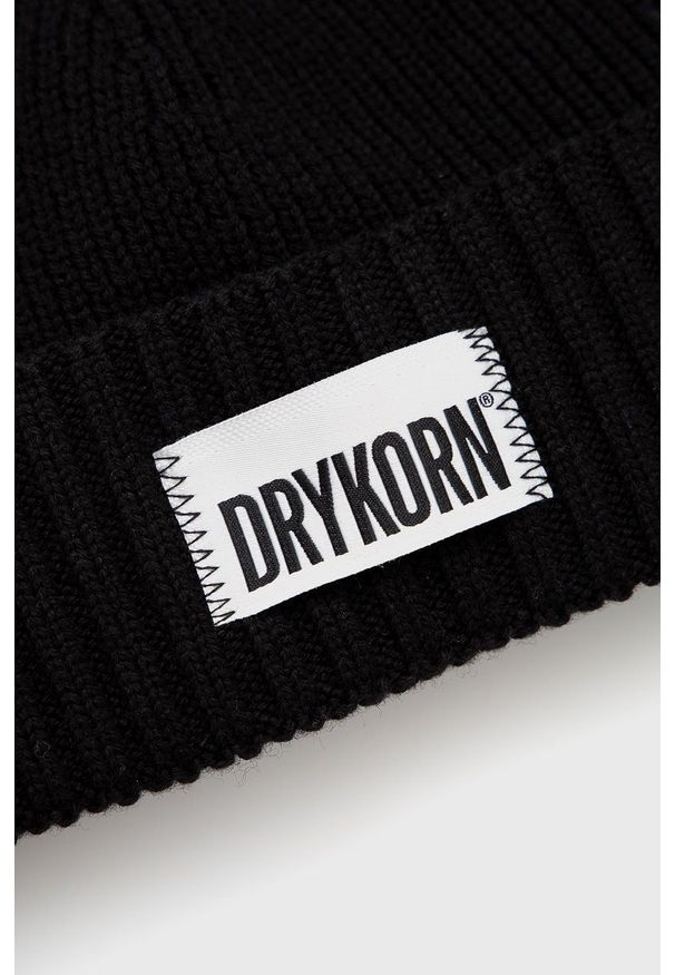 Drykorn - Czapka wełniana Tyrell. Kolor: czarny. Materiał: wełna