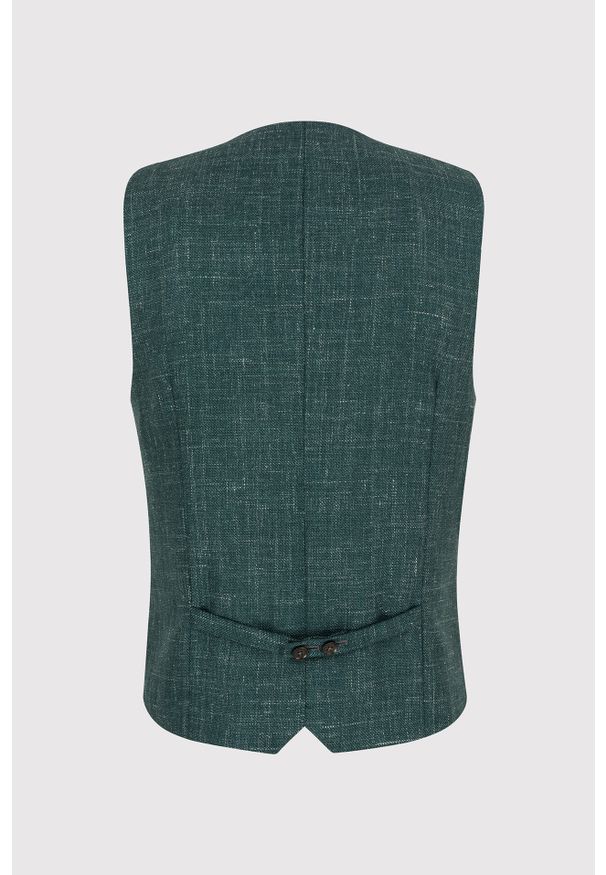 Pako Lorente - PAKO LORENTE – Zielona dwurzędowa kamizelka męska. Kolor: zielony. Wzór: melanż