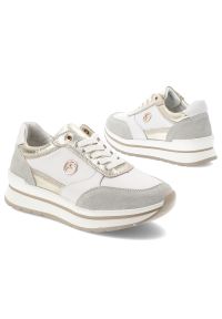 Białe Sneakersy Filippo Modne Obuwie Damskie. Okazja: na co dzień. Zapięcie: sznurówki. Kolor: biały. Materiał: zamsz, materiał. Szerokość cholewki: normalna #2