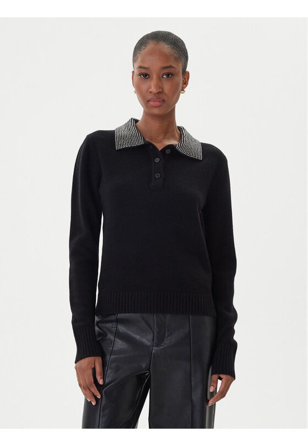 ICONA Sweter RI5KT005 Czarny Regular Fit. Kolor: czarny. Materiał: wełna