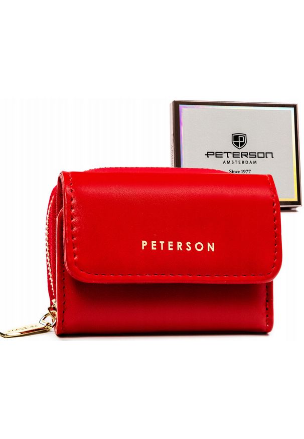 Portfel damski Peterson PTN 011-JI czerwony. Kolor: czerwony. Materiał: skóra ekologiczna