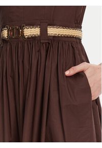 TwinSet - TWINSET Sukienka codzienna 251TT2101 Brązowy Regular Fit. Okazja: na co dzień. Kolor: brązowy. Materiał: bawełna. Typ sukienki: proste. Styl: casual