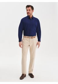 Pako Lorente - PAKO LORENTE - Granatowa koszula męska z lnem. Kolor: niebieski, biały. Materiał: len. Długość rękawa: długi rękaw. Długość: długie. Sezon: wiosna #9