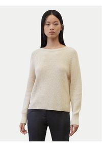 Marc O'Polo Sweter B01 6059 60109 Beżowy Loose Fit. Typ kołnierza: polo. Kolor: beżowy. Materiał: bawełna