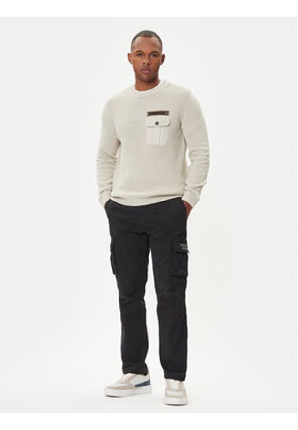 Aeronautica Militare Sweter 252MA1573UL00539 Beżowy Regular Fit. Kolor: beżowy. Materiał: bawełna