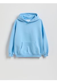 Reserved - Bluza interlock z kapturem - jasnoniebieski. Typ kołnierza: kaptur. Kolor: niebieski. Materiał: dzianina, bawełna #1