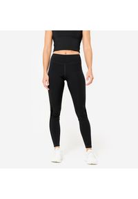 DOMYOS - Legginsy fitness damskie Domyos. Kolor: czarny. Materiał: elastan, poliester, materiał. Sport: fitness
