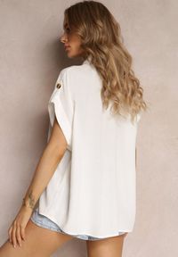 Renee - Biała Zapinana Koszula z Krótkim Rękawem Corania. Kolor: biały. Długość rękawa: krótki rękaw. Długość: krótkie #3