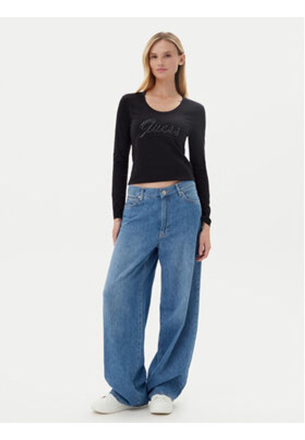 Guess Bluzka W5YI26 J1314 Czarny Slim Fit. Kolor: czarny. Materiał: bawełna