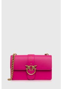 Pinko torebka skórzana kolor różowy. Kolor: różowy. Materiał: skórzane