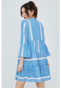 only - Only sukienka mini rozkloszowana. Kolor: niebieski. Materiał: tkanina. Typ sukienki: rozkloszowane. Długość: mini #3