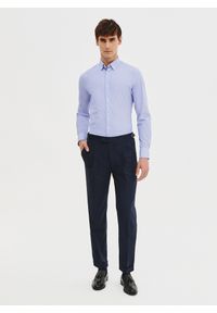 Pako Lorente - PAKO LORENTE - Granatowe spodnie męskie z lnem. Okazja: na co dzień. Kolor: beżowy, niebieski. Materiał: len. Sezon: lato. Styl: casual #9