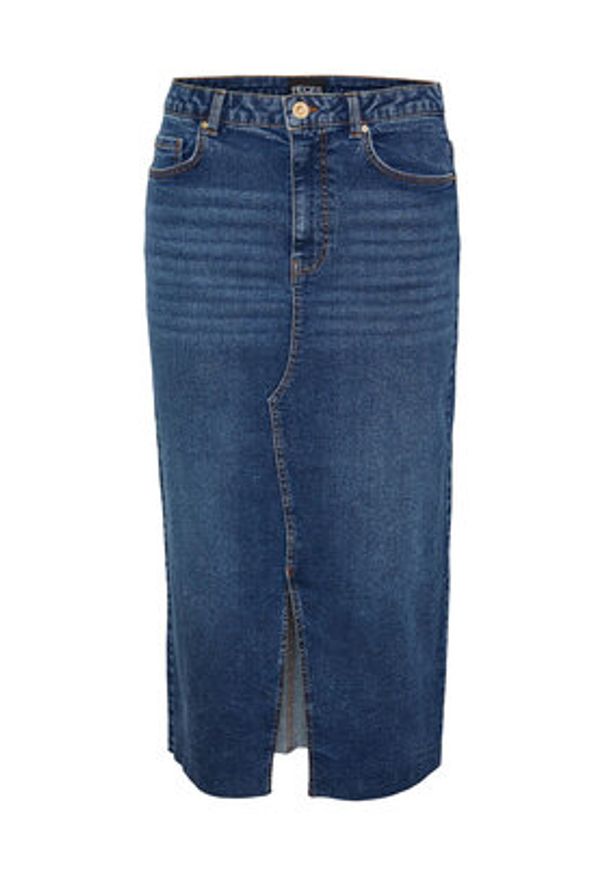 Pieces Spódnica jeansowa 17144829 Niebieski Regular Fit. Kolor: niebieski. Materiał: bawełna, jeans