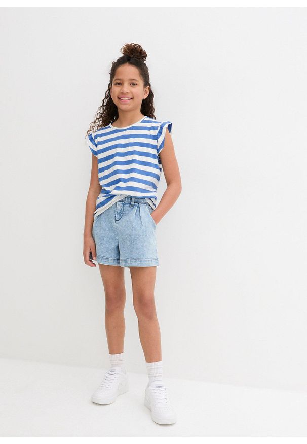 bonprix - T-shirt dziewczęcy z bawełny organicznej (2 szt.),. Kolor: biały. Materiał: bawełna