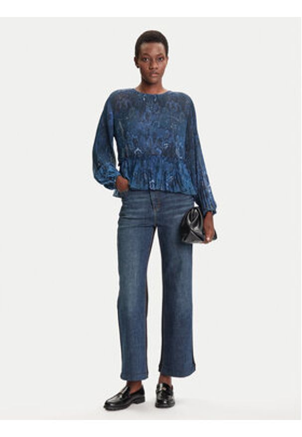 Desigual Bluzka Plise 25WWBW09 Granatowy Regular Fit. Kolor: niebieski. Materiał: syntetyk