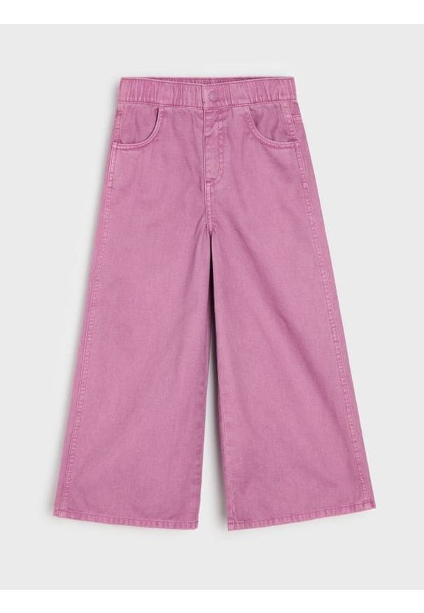 Sinsay - Bawełniane jeansy wide leg - fioletowy. Kolor: fioletowy