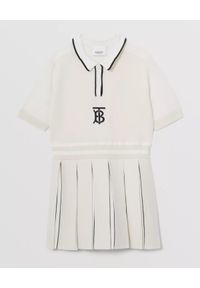 BURBERRY CHILDREN - Biała sukienka z logo 4-10 lat. Kolor: biały. Materiał: dzianina. Wzór: aplikacja. Sezon: lato. Typ sukienki: plisowane #4