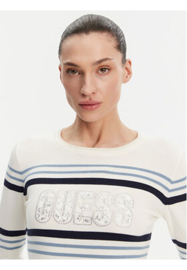 Guess Sweter W5GR18 Z2NQ2 Écru Slim Fit. Materiał: wiskoza