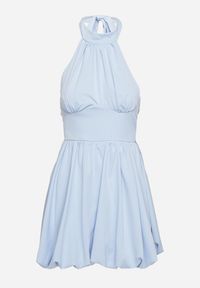Niebieska sukienka mini Born2be bez rękawów, z dekoltem halter #4