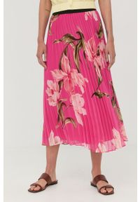 Marella spódnica kolor różowy midi rozkloszowana. Kolor: różowy. Materiał: poliester, tkanina