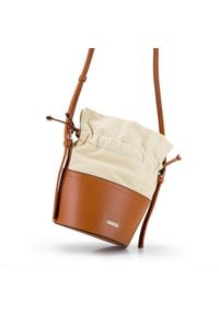 Wittchen - Torebka bucket bag z ekoskóry i płótna. Kolor: brązowy. Wzór: kwiaty. Sezon: lato. Materiał: skórzane #3