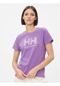 Helly Hansen T-Shirt Logo 34112 Fioletowy Regular Fit. Kolor: fioletowy. Materiał: bawełna #7