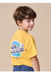 Sinsay - Koszulka z nadrukiem na plecach - żółty. Kolor: żółty. Wzór: nadruk #1